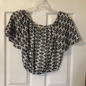 Cropped black and white top
